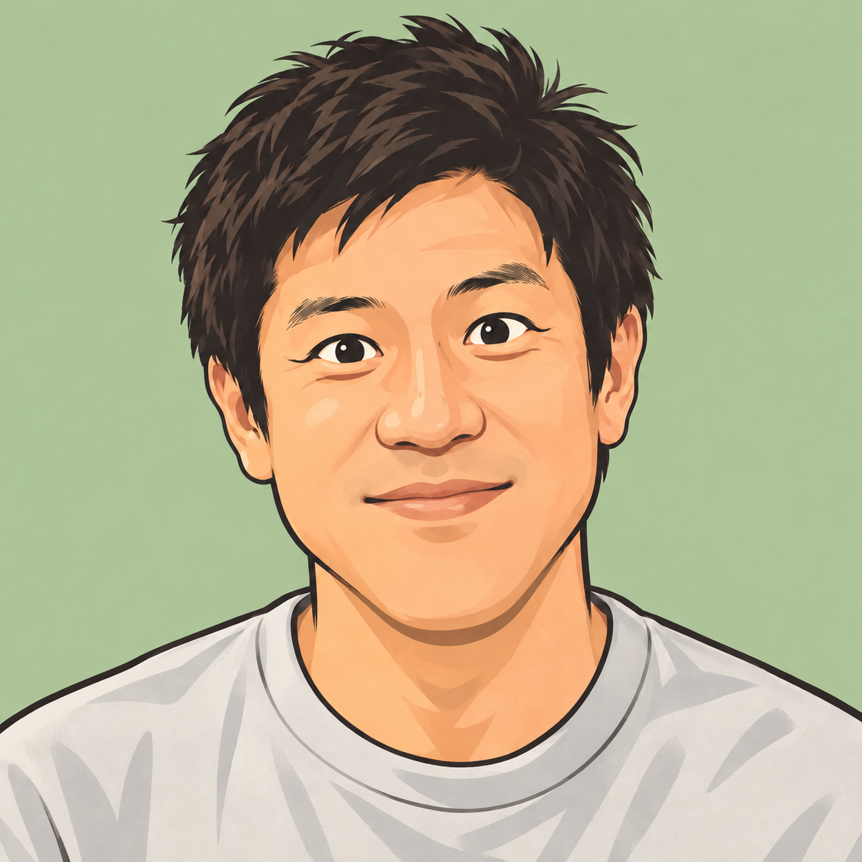 写真をもとに描いた、笑顔のポップな似顔絵